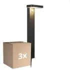 Confezione Multipack 3x Nordlux Solar Lampada a piedistallo Rica Piazza Acciaio Inossidabile Nero 4.5W 380lm - 830 Luce Calda -  |Sensore di Movimento e Luce